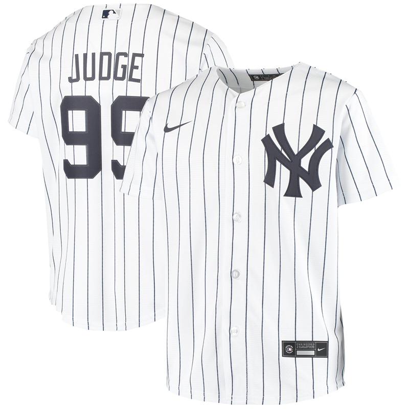 2020 MLB Youth New York Yankees 99 Aaron Judge Nike White Home 2020 Replica Player Jersey 1